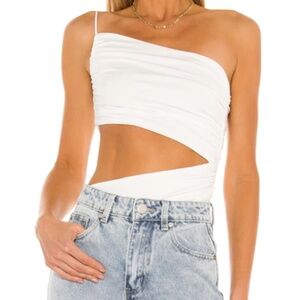 Superdown Veronica White One-Shoulder Bodysuit
